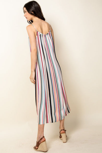 Spaghetti Strap Stripe Midi Dress
