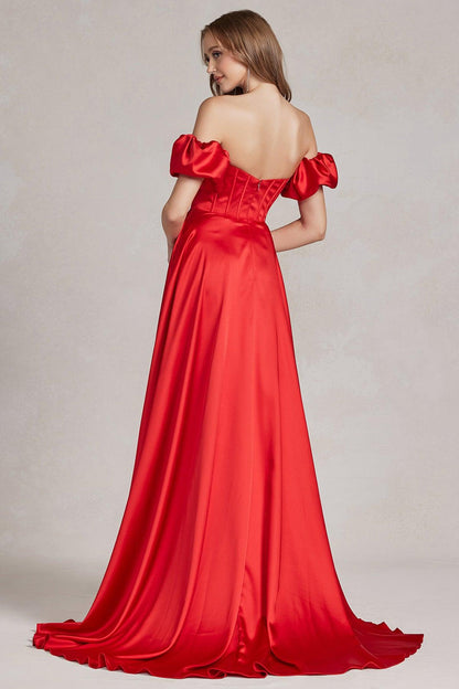 Red 14 Nox Anabel K1122 Prom Off Shoulder Long Formal Gown Sale