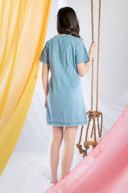 Short Sleeve Denim Dress