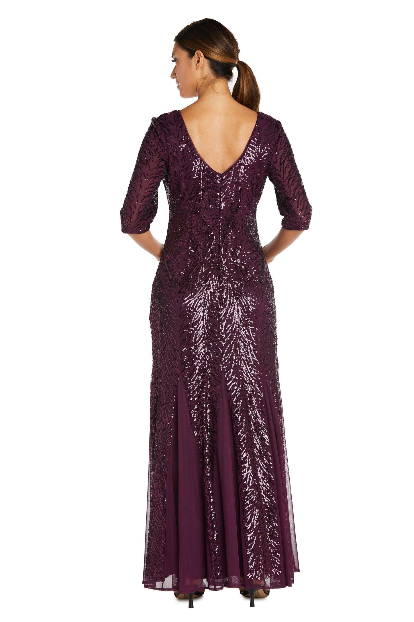 Wine 10P R&M Richards 7565P Long Formal Petite Beaded Dress Sale
